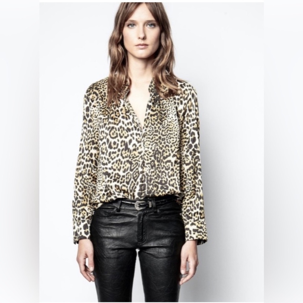 Zadig & Voltaire Tink Leo Satin Tunic Leopard Print M